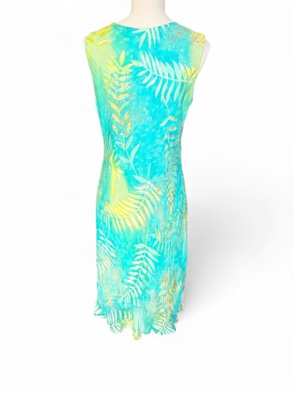 Gorgeous Silk Aqua Midi Dress With Matching Silk Scarf - Picture 4 of 6